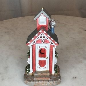 Miniature‎ Red Schoolhouse Figurine Decorative Accent Collectible Fairy Garden
